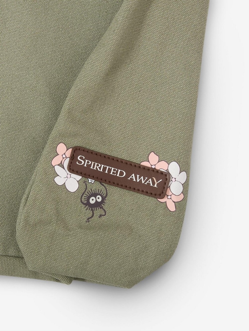 Studio Ghibli Sprite Olive Floral Canvas Crossbody Bag Brown Adjustable Strap - Picture 5 of 6